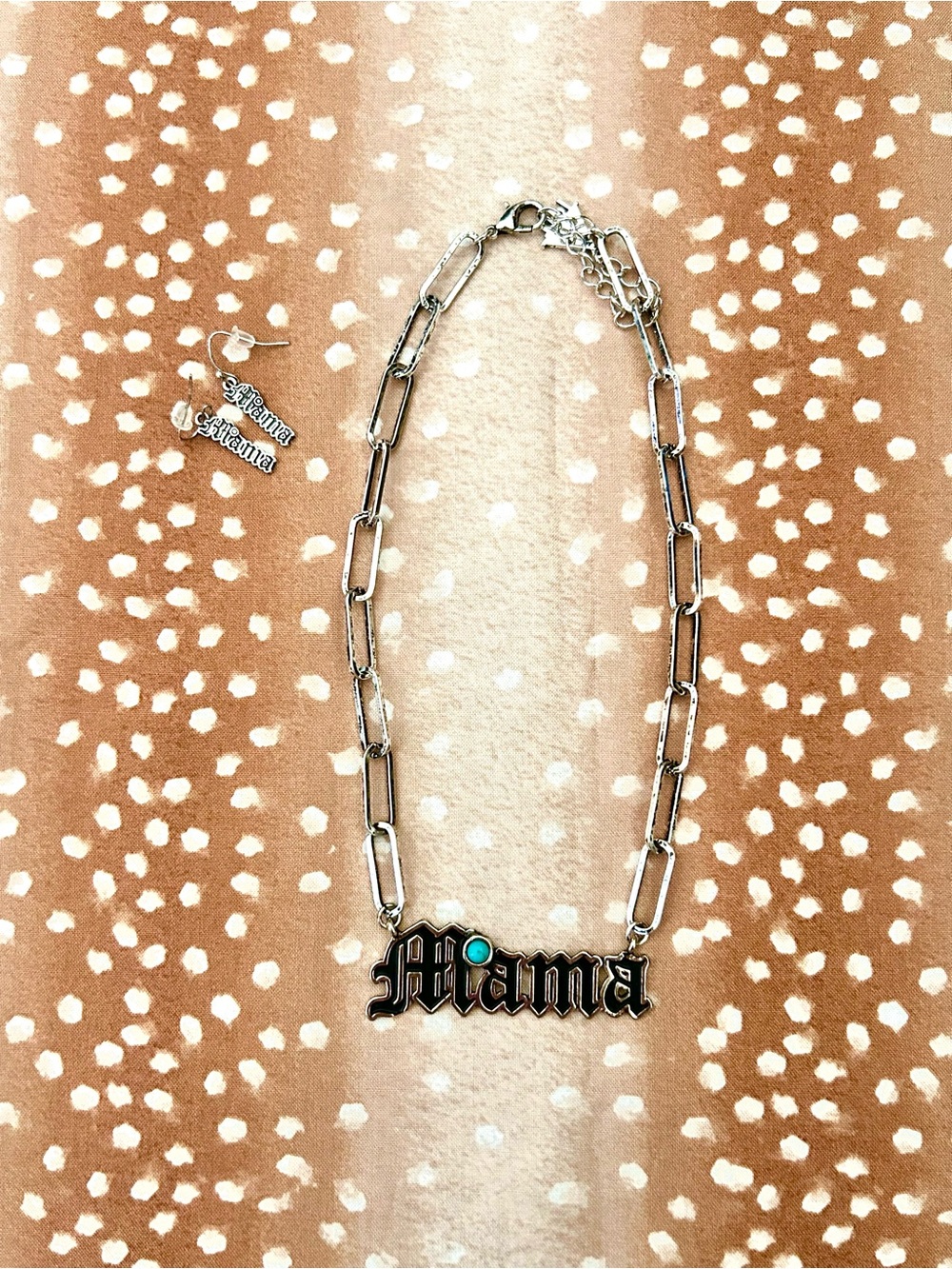 Mama Silver Necklace with Turquoise Accent NEW WITH TAGS